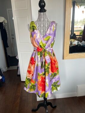 Gorgeous Evan Picone Belted Fit and Flare VNeck Dress Pockets Medium Sz 6/Medium